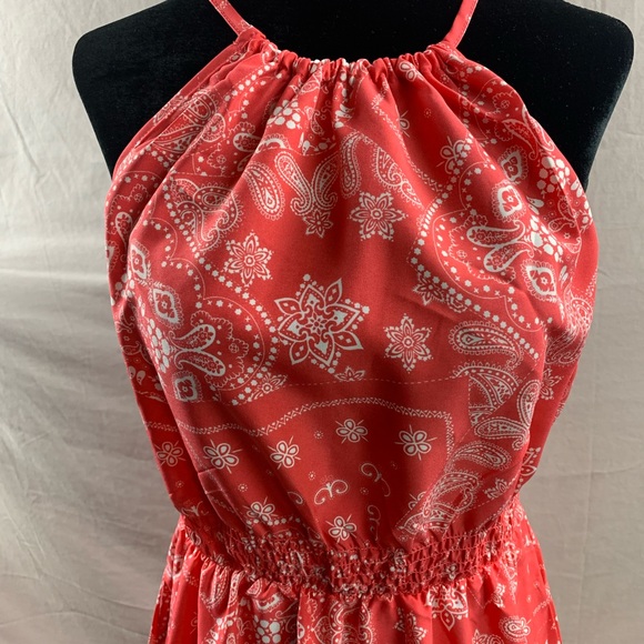 Paisley Print Ruffle Hem Halter Dress - Picture 7 of 9